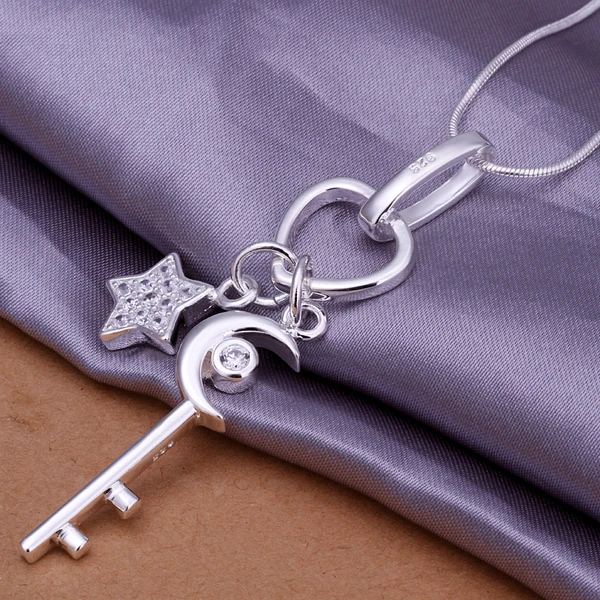 Уникальный ключ и старт Серебряный Кристалл Подвеска Женские Ожерелья Цепочка