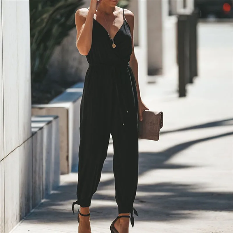 Женский однотонный кружевной комбинезон на бретельках праздничный повседневный