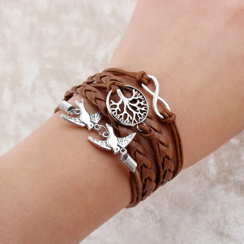 Горячая шарм винтаж руль якорь браслет cuir ancla pulsera многослойные плетеные кожаные