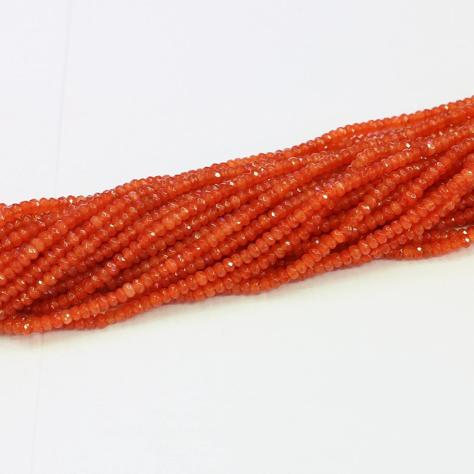 Charms orange red stone 2*4mm fashion faceted abacus loose beads diy high quality Jewelry 15&quot B577|loose beads|beads diyred |