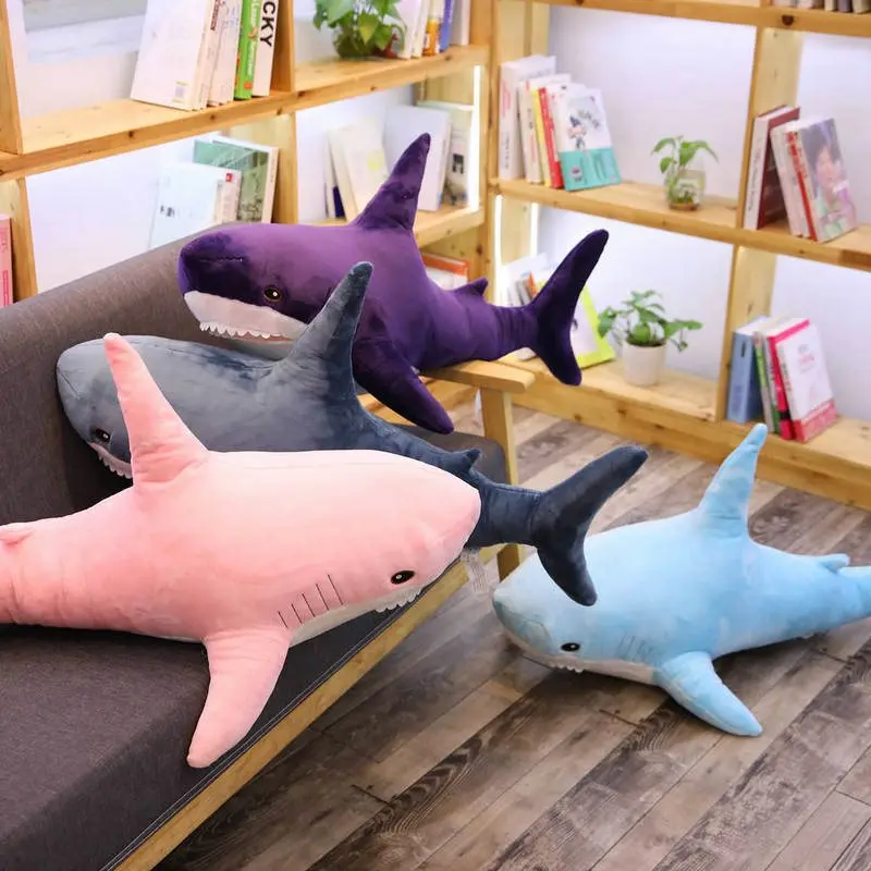 Детская плюшевая подушка-одеяло 98 см в виде акулы | Плюшевые животные