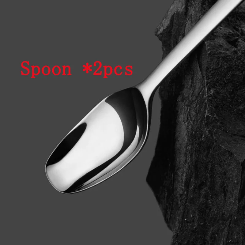Spoon 2pcs Xiaomi Mijia Посуда Из Нержавеющей Стали качественные высококачественные ножи для стейка Ложка Вилка для обеда столовая посуда бытовые столовые приборы - Цвет: Spoon 2pcs