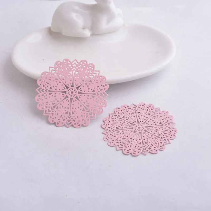 Pink 30 шт. AB5126 49 мм нарисованные большие цветочные Подвески Цветы соединитель подвески для серьги для изготовления ювелирных изделий DIY - Окраска металла: Pink