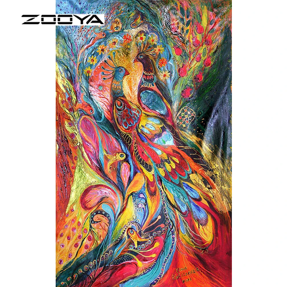 

ZOOYA Diy Diamond Painting Square Drill Full Rhinestone Cross Stitch Diamond Rhinestone Pasted Painting Peacock Home Decor F46