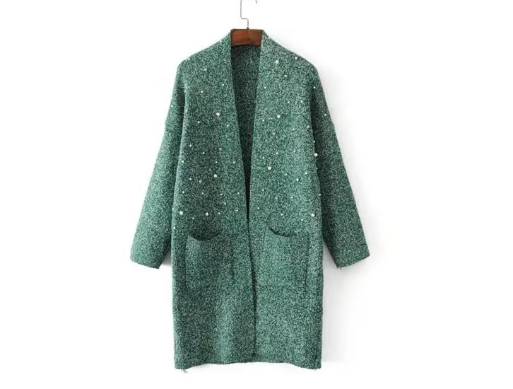 A16 модный длинный свитер с жемчужным украшением кардиган|long sweaters cardigan|sweater