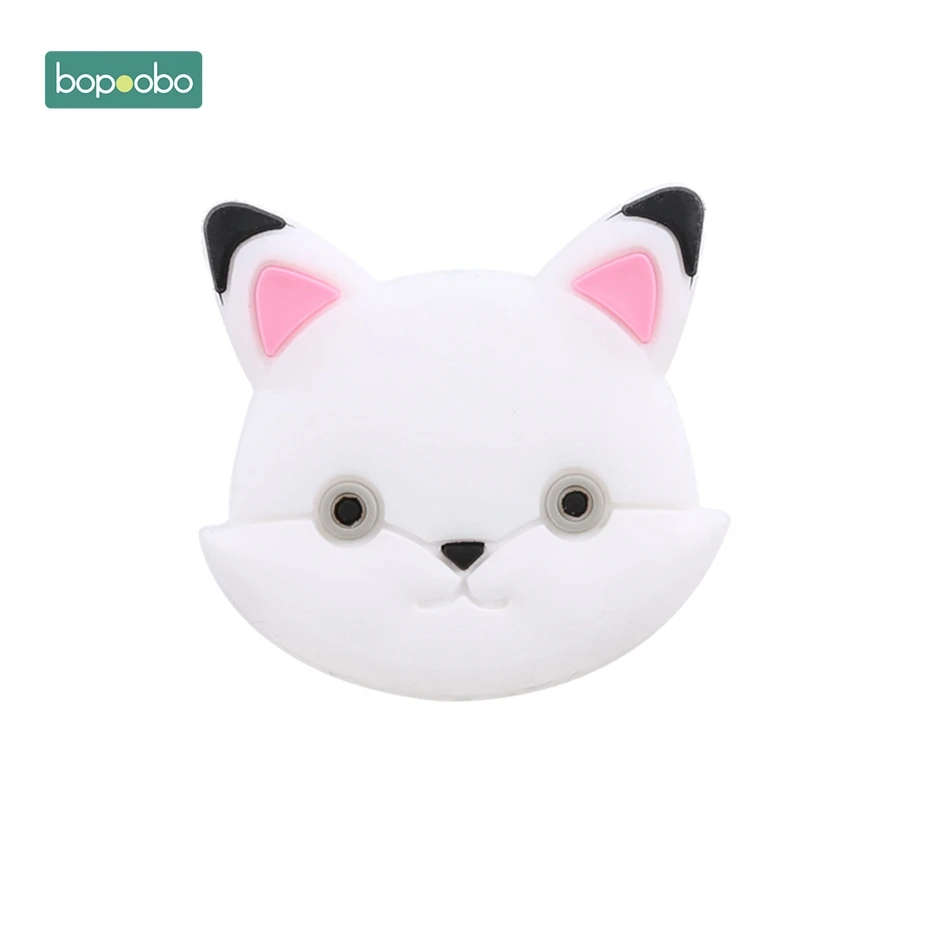 White Cat Bopoobo 3 шт. мини силиконовые бусины в виде животных, детский прорезыватель, Силиконовый грызунок «кролик», шарик, миниатюрный стержень для детей, силиконовый прорезыватель, ожерелье - Цвет: White Cat