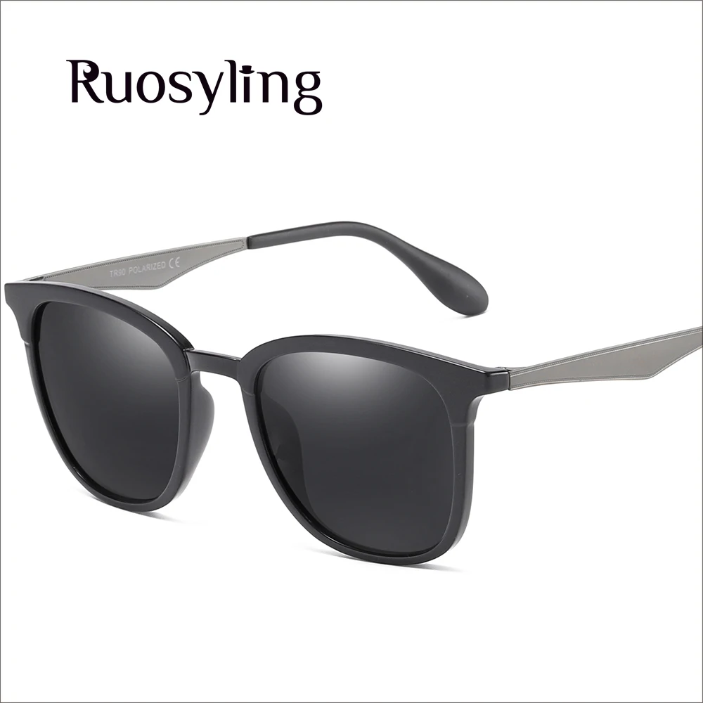 Black Ruosyling очки для женщин мужчин Защита от солнца стекло es поляризованные Винтаж очки квадратный вождения Защита от солнца стекло es Ретро UV 400 очки солнцезащитные женские очки солнцезащитные женские - Цвет линз: Black