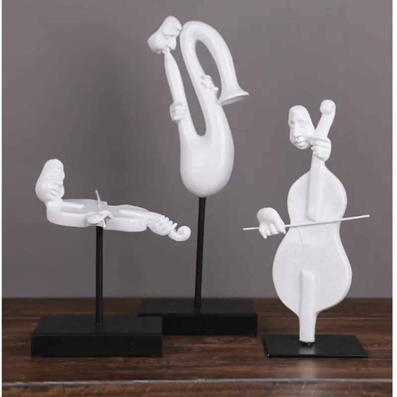 

Abstract Musician Figurines Band Violin Head Portrait Figure Art Sculpture Resin Art&Craft Living Room Decorations R1379