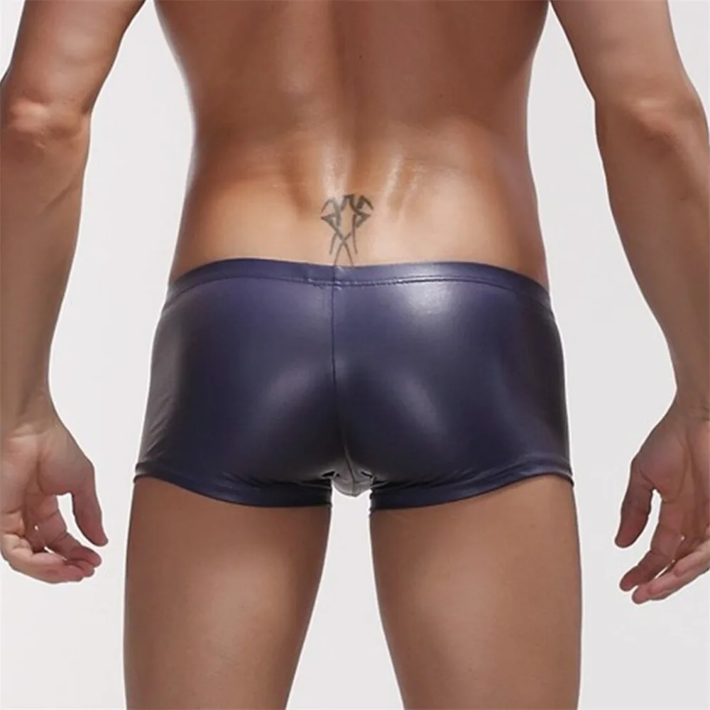 Мужское однотонное нижнее белье с низкой талией из спандекса плоским углом|underwear