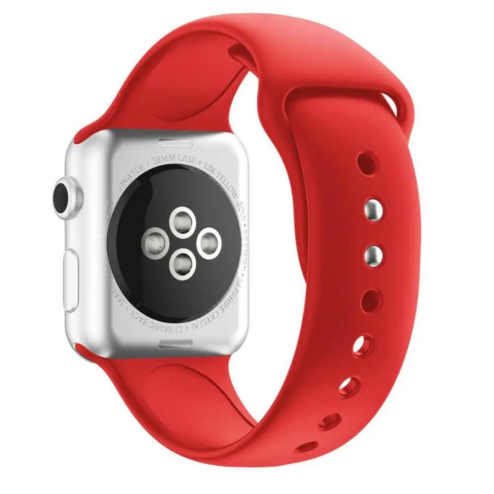 Подходит для Apple Watch Series 4/3/2/1 Smartwatch спортивный силиконовый ремешок Красочные Водонепроницаемый мягкий резиновый ремешок сменный Браслет - Цвет: Red