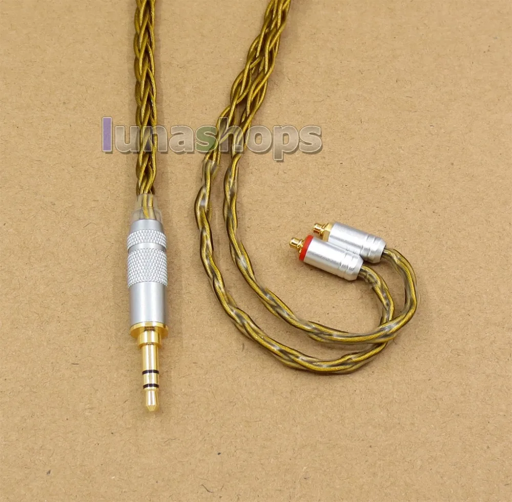 LN005965 8 ядер очень мягкий 7N OCC чистого серебра+ Позолоченные наушники кабель для Shure se535 se846 se425 se215 MMCX
