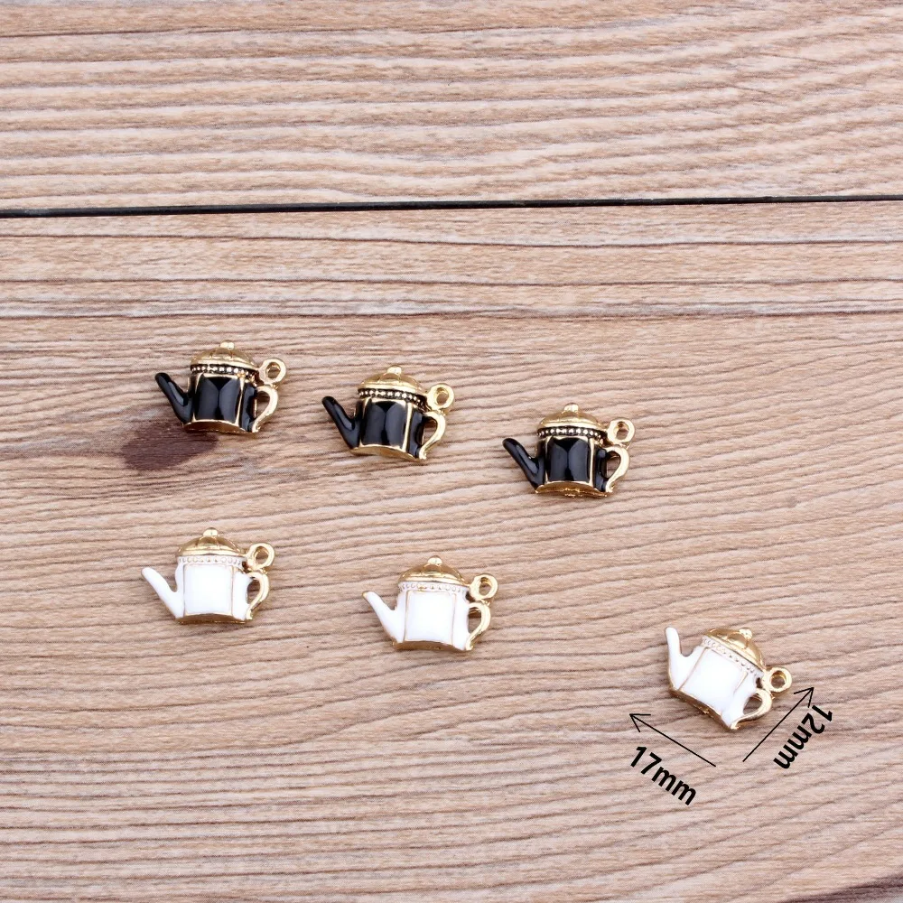 

10pcs Cute Gold Enamel Drop Oil Alloy Tone Teapot Charms Bracelet Pendants for Necklace Accessories Diy Jewelry Findings