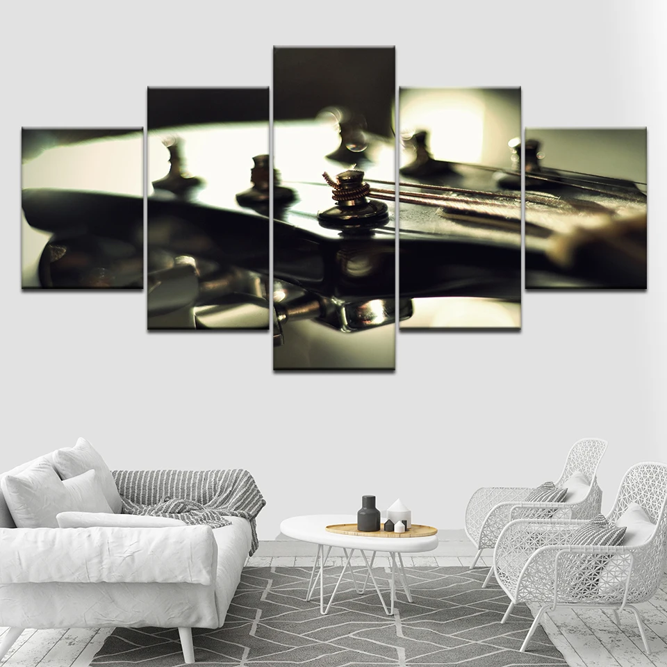 HD с модульная холст Картины для Гостиная Wall Art 5 шт. бас гитара шеи фотографии