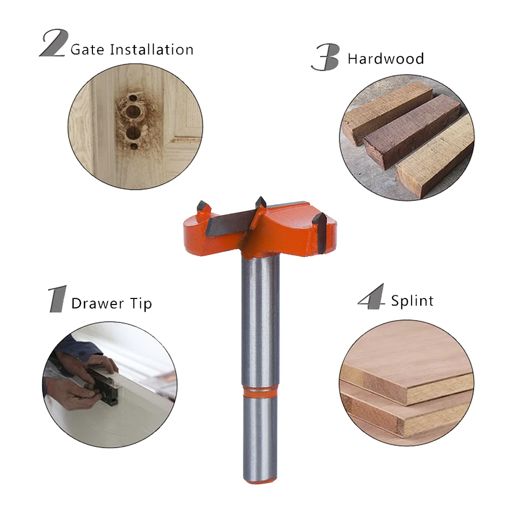 

5pcs Forstner Auger Drill Bits 35mm/40mm/45mm/50mm/60mm Woodworking Hole Saw Wood Cutter Carbide Wood Cutter Tool Set