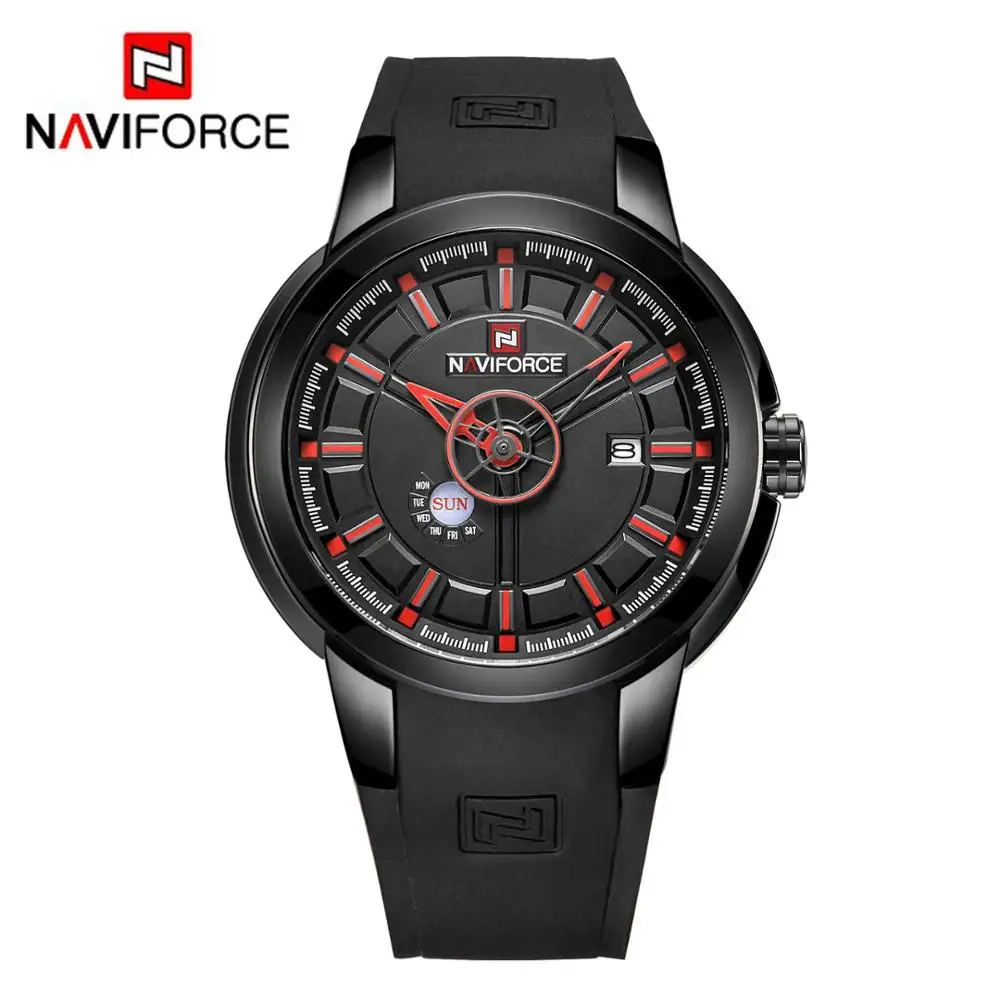 NAVIFORCE Роскошные Брендовые мужские военные спортивные часы мужские повседневные кварцевые наручные часы с датой Мужские Аналоговые часы Relogio Masculino - Цвет: Black Red