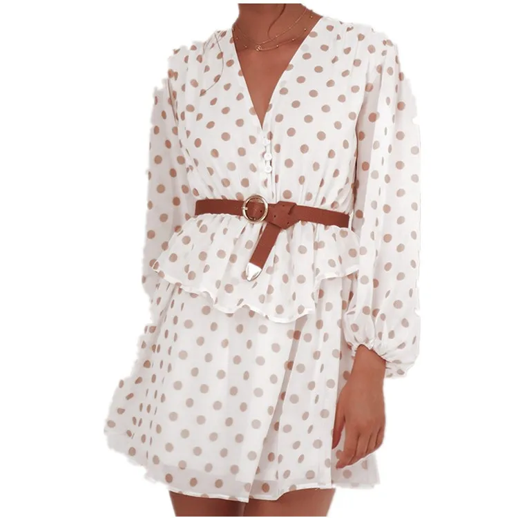 Элегантное прозрачное шифоновое платье в горошек винтажном стиле для женщин