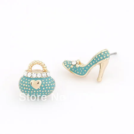 Женские асимметричные серьги гвоздики с искусственным кристаллом|fashion stud earrings|stud