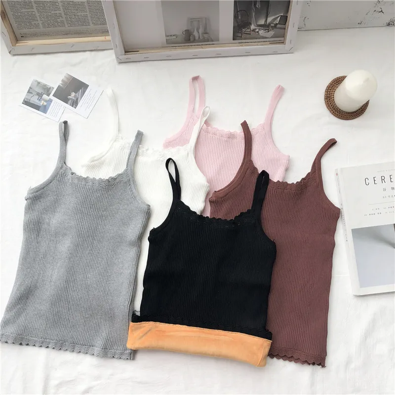 Camiseta tirantes muje для женщин 2018 зимняя женская одежда Базовая майка добавить шерсть