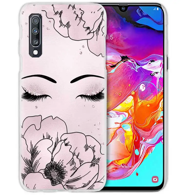01 Розовый с принтом ресниц чехол для samsung Galaxy A50 A70 A20e A40 A30 A20 A10 A8 A6 плюс A9 A7 жесткий прозрачный поликарбонатный чехол для телефона чехол - Цвет: 01