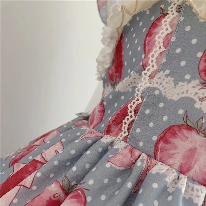 

Princess sweet lolita dress cute printing vintage lace bowknot high waist victorian dress kawaii girl gothic lolita jsk loli cos