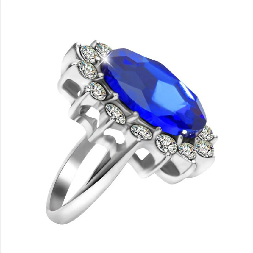 Модные кольца для женщин обручальное кольцо Tiffan Jewelry Bague Princess Kate синее