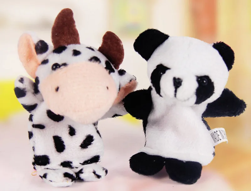 10 шт./лот Мультяшные животные пальчиковые куклы плюшевые игрушки на пальцах