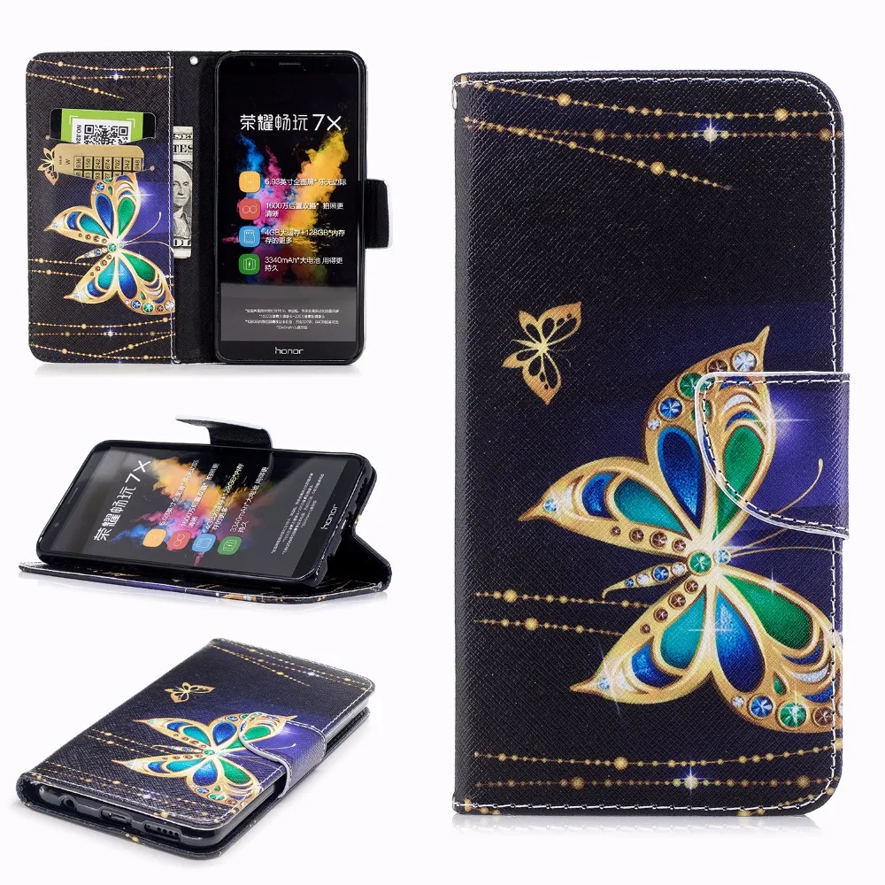 Для fundas Huawei Honor 7X чехол флип для 5 93 &quot+ держатели карт |