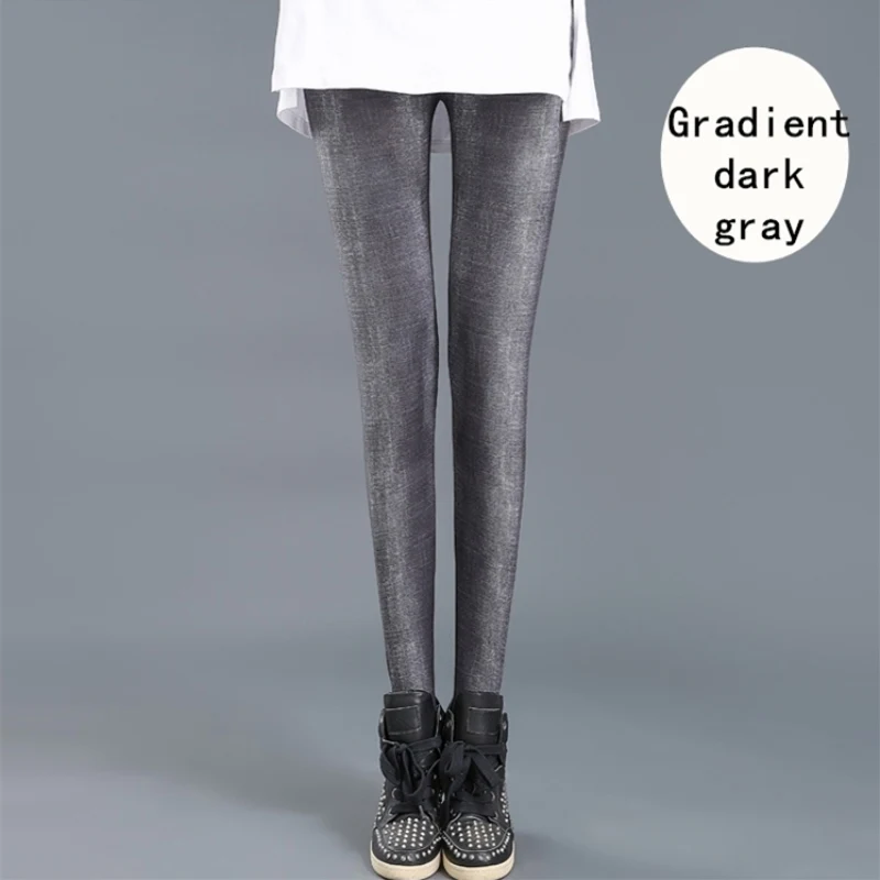 Gradient dark gray CHSDCSI, сексуальные женские леггинсы, дизайнерские брюки, повседневные леггинсы, женская спортивная одежда, джинсовые новые леггинсы для фитнеса, женская одежда - Цвет: Gradient dark gray
