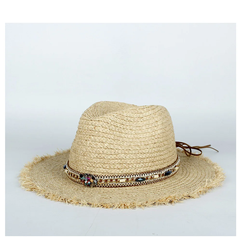 Женская соломенная шляпа от солнца Japen летняя пляжная шляпка с широкими полями в