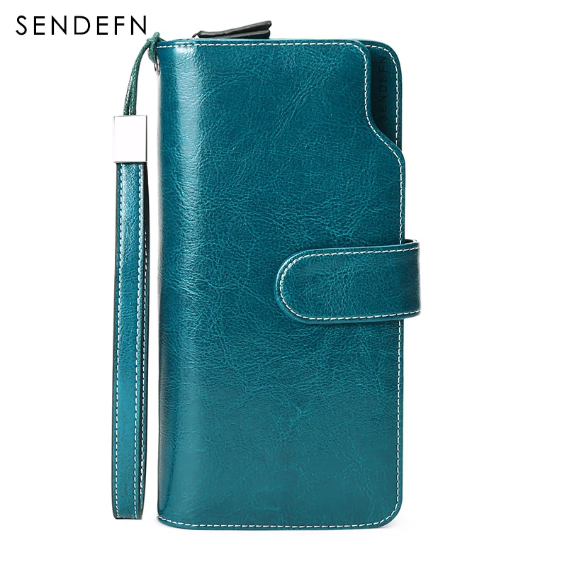 Sendefn 2018 new fashion personality long ladies wallet split leather and women's zipper phone bag | Багаж и сумки