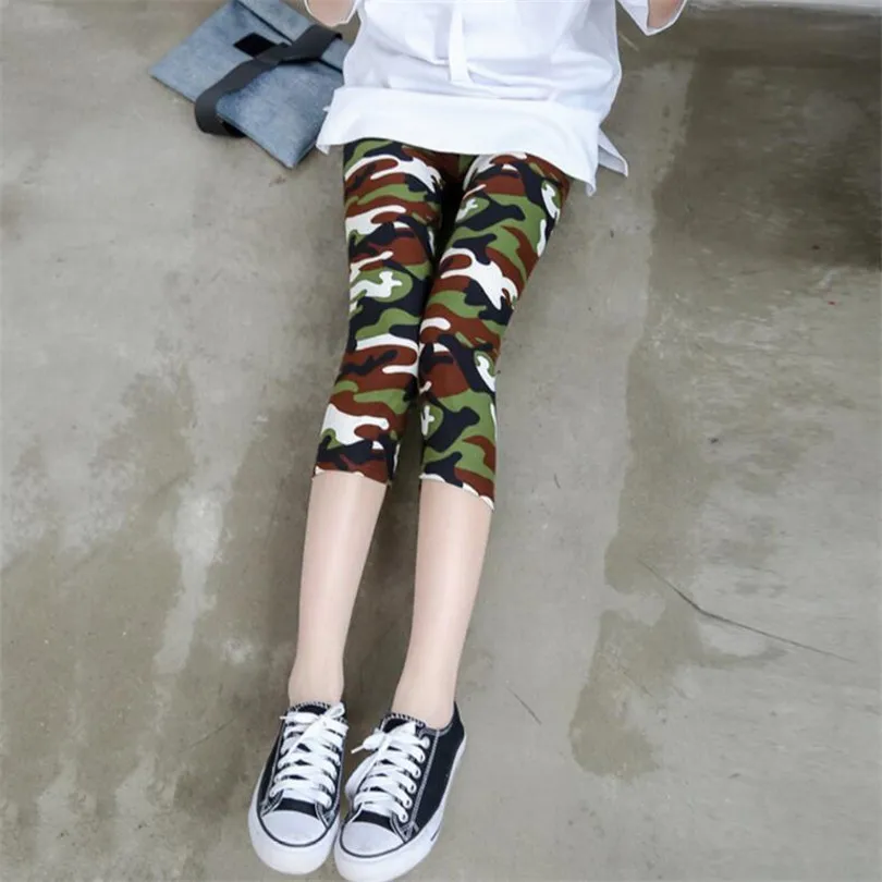 White brown camo YRRETY модные тонкие женские леггинсы из искусственной лосины из джинсовой ткани пикантные летние леггинсы с принтом повседневные узкие брюки женская одежда - Цвет: White brown camo