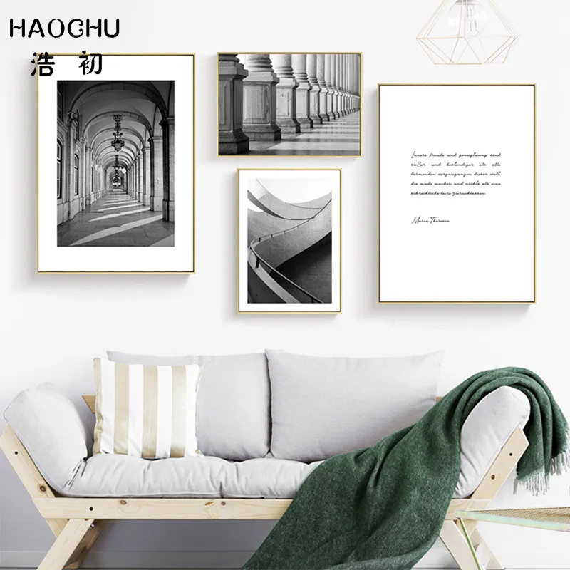 HAOCHU черно-белый абстрактный коридор лестницы римская колонна художественный
