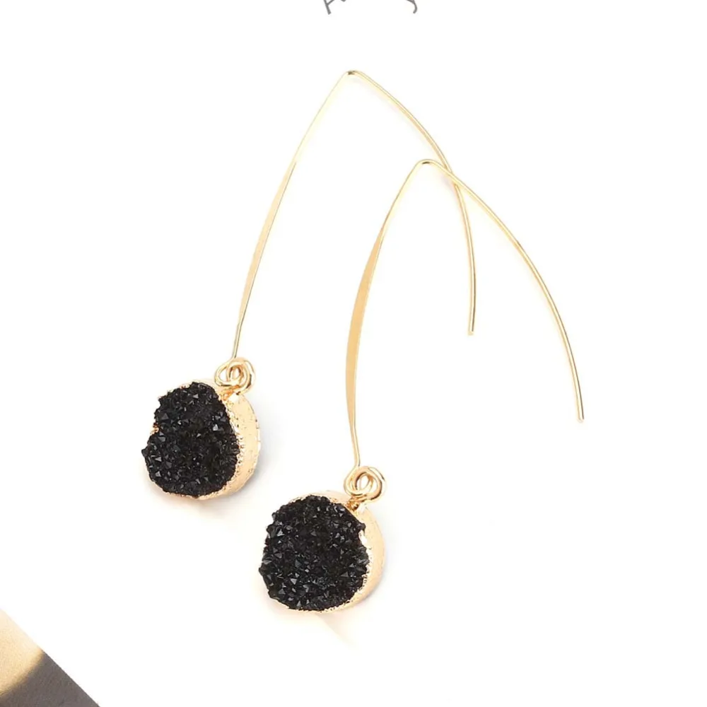 Модные серьги из полимерного камня Druzy Drusy для женщин позолоченные круглые в