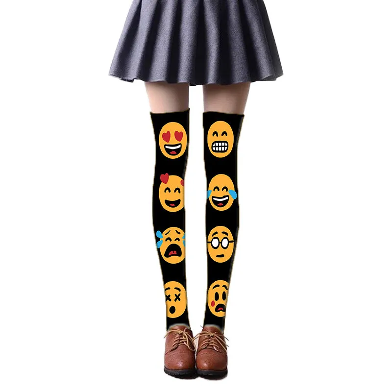 1 пара нейлоновые чулки хараюку тонкие носки с принтом для девочек Повседневные