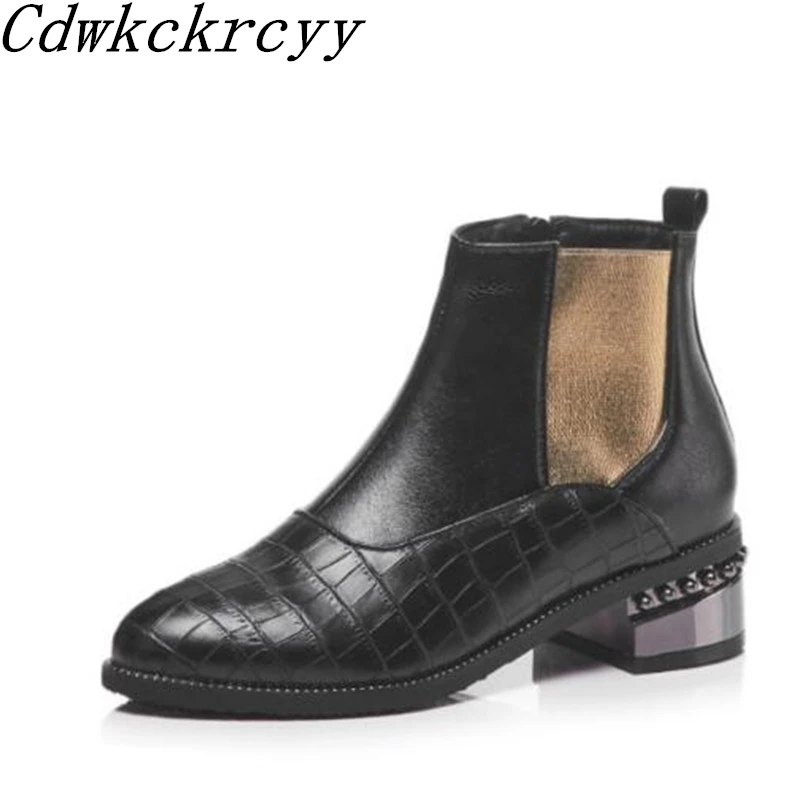 winter New style fashion British style Blue Patchwork Cusp personality Side zipper Keep warm Women Boots size 34-48