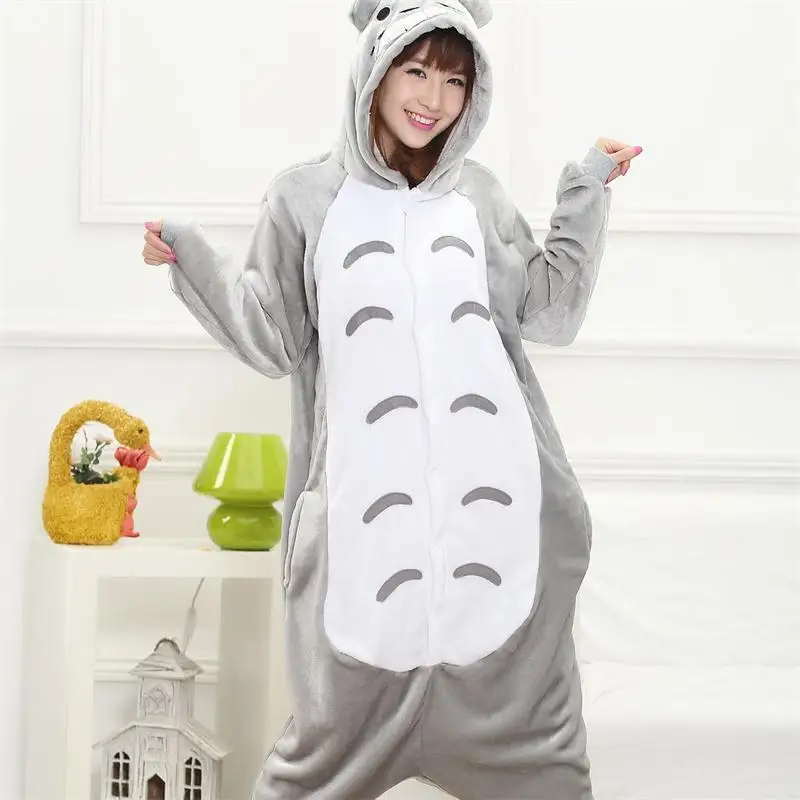 Totoro кигуруми комбинезон для взрослых женщин животных пижамы костюм фланель