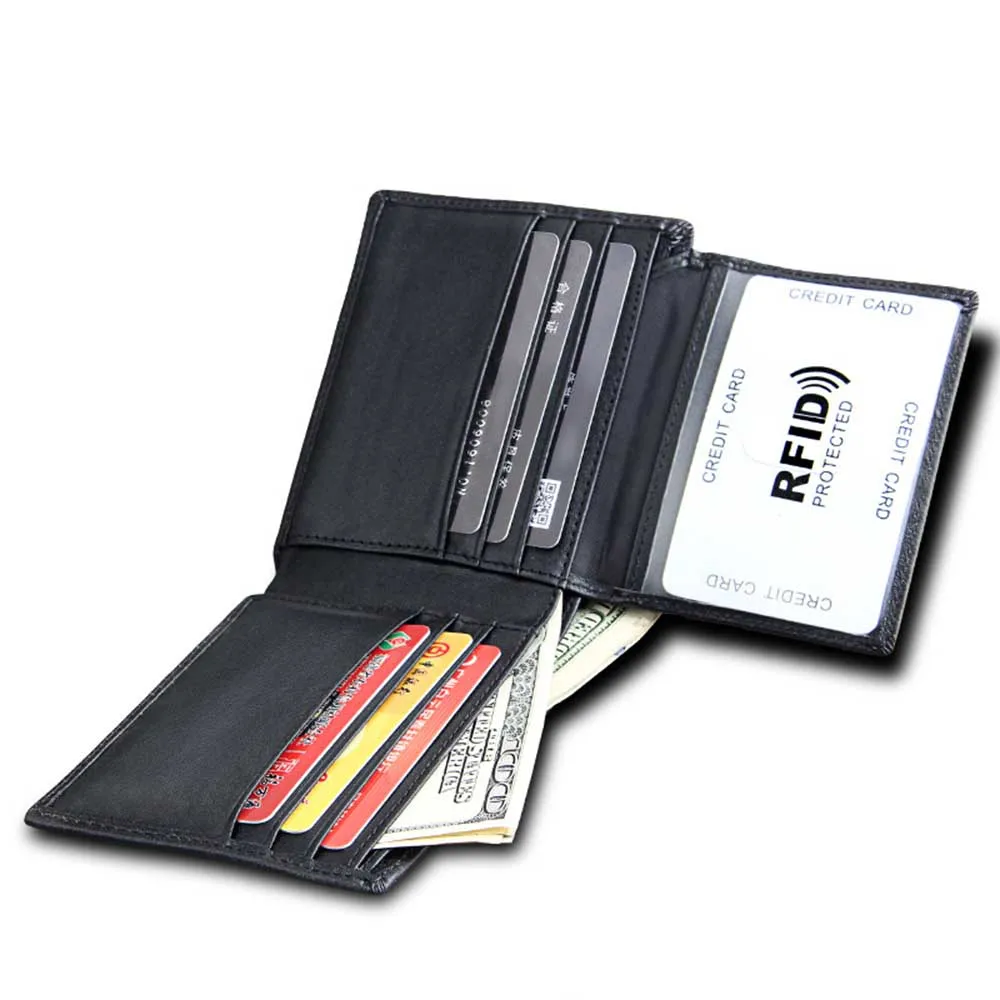 Мужские кошельки из натуральной кожи RFID короткий карман для карт зажим денег