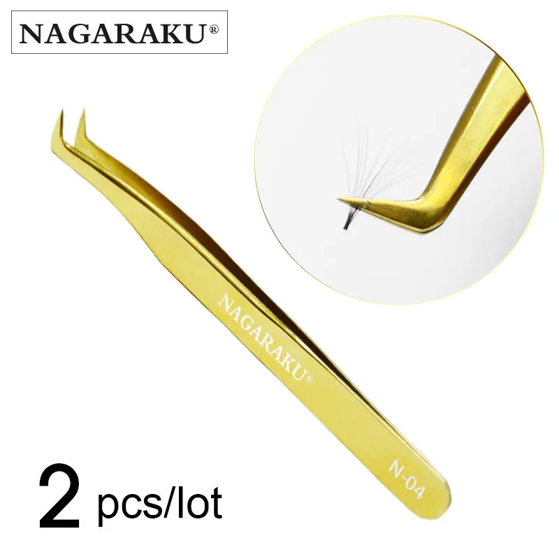 N-04 NAGARAKU 2 шт. нержавеющая цветные ресницы Пинцет вентиляторы ресниц Пинцет объем вентиляторы точный русский объемный пинцет Макияж - Длина: N-04