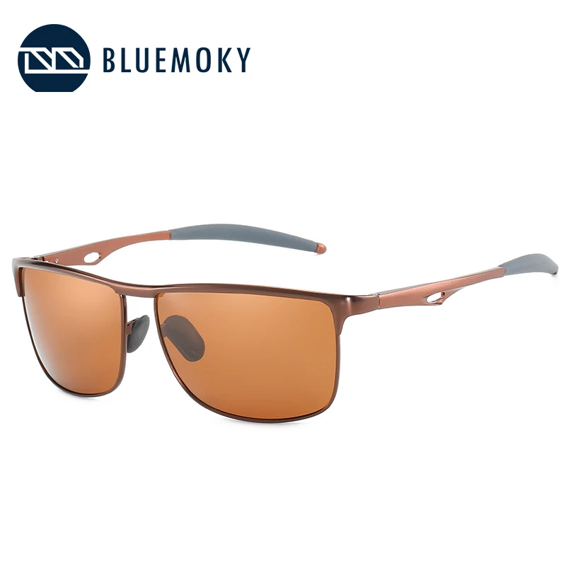 BLUEMOKY мужские прямоугольные солнцезащитные очки, мужские поляризованные UV400 Солнцезащитные очки для мужчин, Polaroid, брендовые черные спортивные очки из алюминиевого сплава - Цвет линз: 003