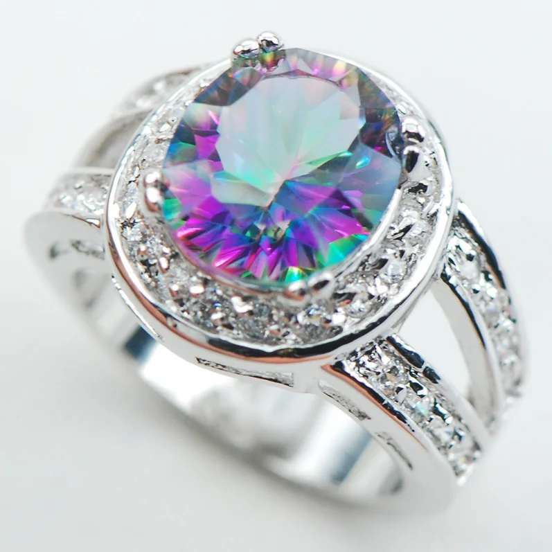 

Rainbow Fashion 925 Sterling Silver Ring Size 6 7 8 9 10 F1061