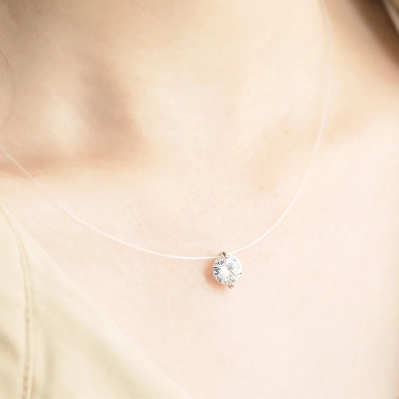 KUNIU 2017 модные ювелирные изделия невидимая линия красочный Циркон колье ожерелье