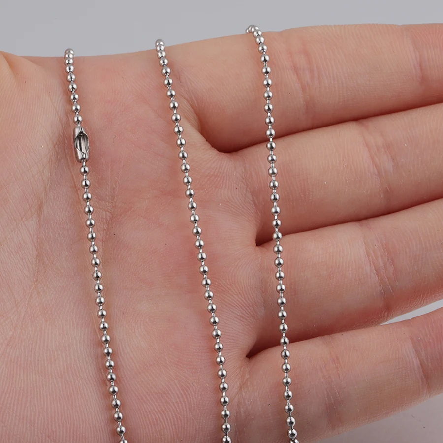 Fnixar 1.5mm Thickness Stainless Steel Ball Beads Chain Necklace DIY 16'' 18'' 20'' 24'' 25'' 30''