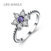 authentic 100 925 sterling silver purple zircon flowers rings charm l women luxury sterling silver valentines day gift jewelry