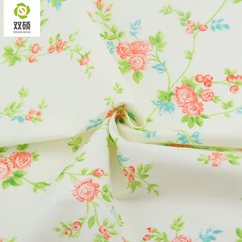 Свежая зеленая саржевая хлопковая ткань для пэчворка рукоделия стегания шитья