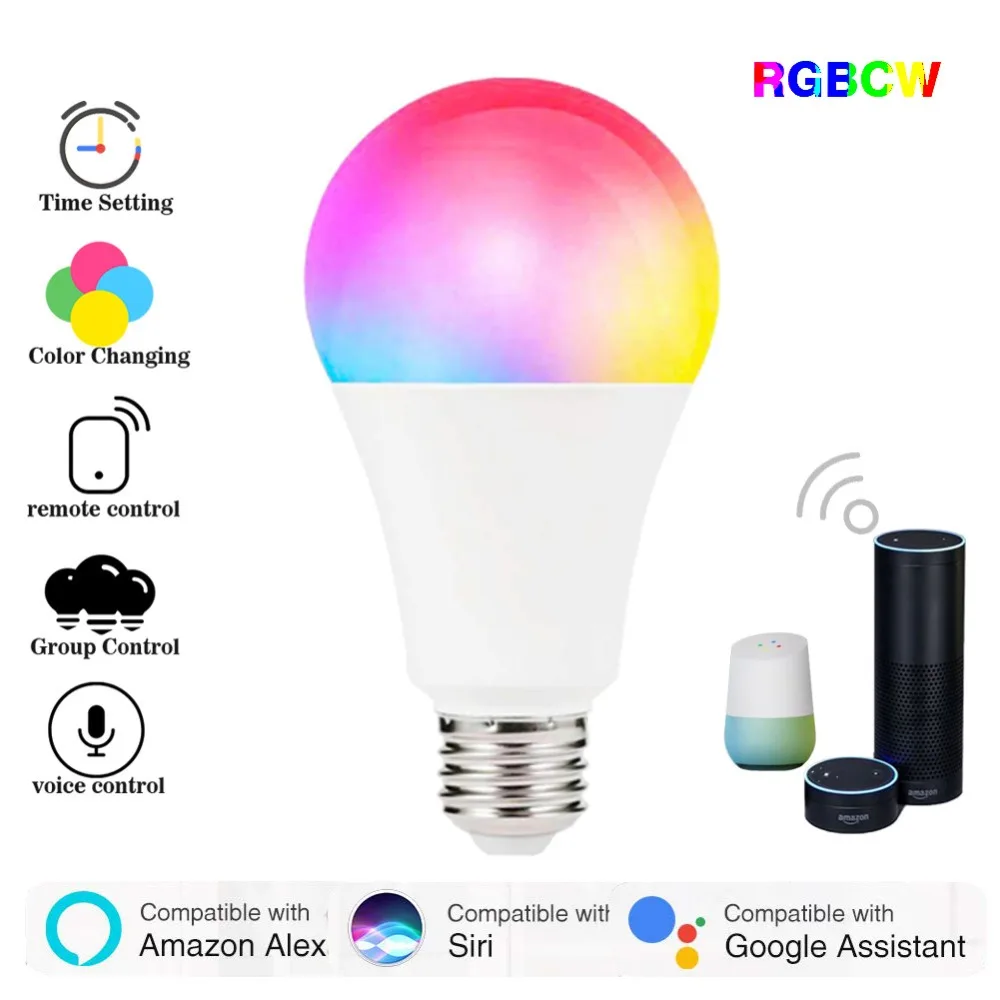 Boaz-EC Smart Light Bulb LED wifi lamp Compatible with Alexa Siri Google Home Color Changing Dimmable E27 light buib(7W)3Pack | Освещение