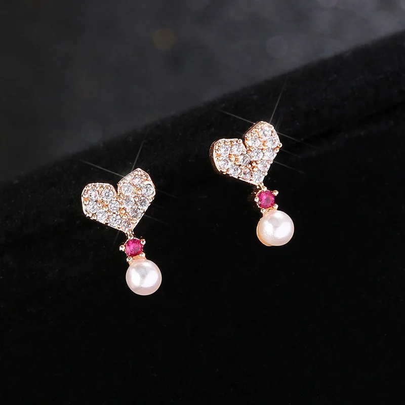 Maple2000 новые серьги с кристаллами в форме сердца жемчужные кулоном милые мини