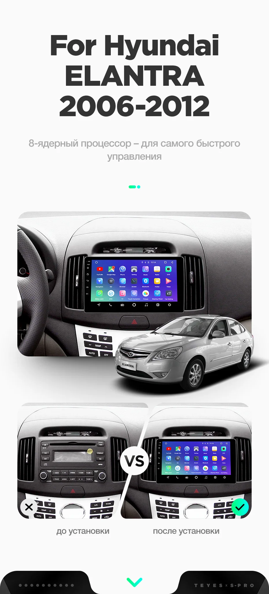 TEYES SPRO Штатное Головное устройство For Hyundai Elantra 2006-2012 GPS Android 8.1 aвтомагнитола магнитола автомагнитолы Андроид для Элантра 4 HD аксессуары штатная магнитола автомобильная мультимедиа
