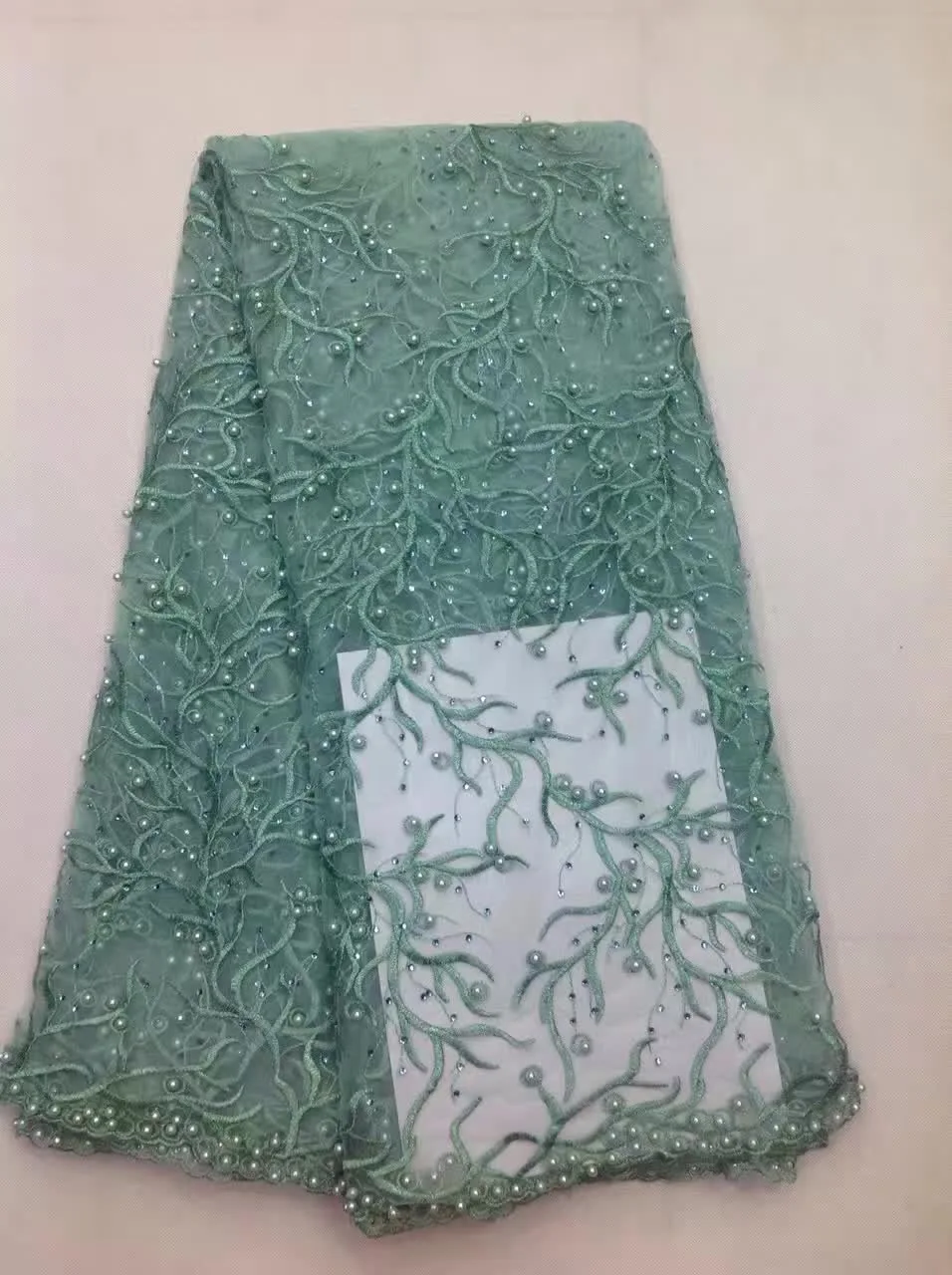 

2017 Latest French Nigerian Laces Fabrics High Quality Tulle African Laces Fabric Wedding African French Tulle Lace LA9082