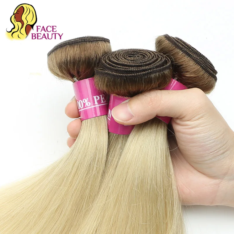 Facebeauty 8 30 дюймов T8/613 Омбре цвет 2 тона блонд человеческие волосы пучки бразильские