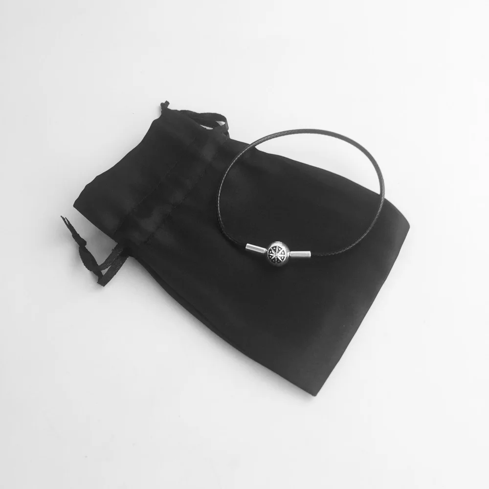 

Karma Wheel Bracelets Waxed Cotton Black,2018 925 Sterling Silver Gift for Men & Women ,Europe Style Fashion Jewelry Acessories